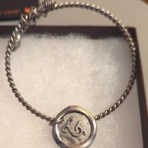 Alex and Ani Silver Twisted Bracelet with Charm